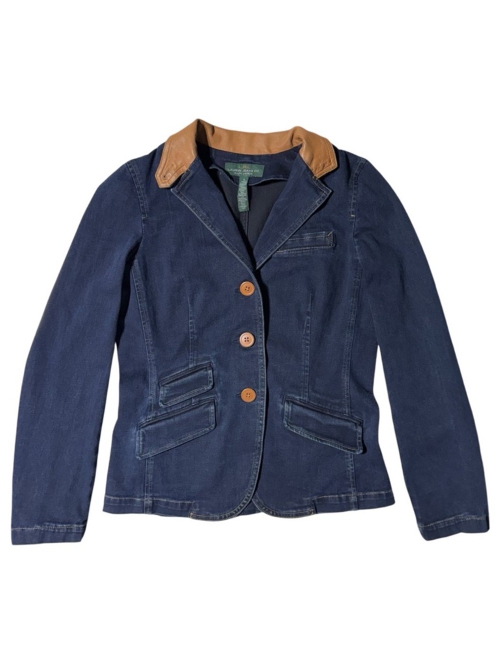 Vintage Ralph Lauren Jeans Co | Denim Blazer Jacket Leather Collar Western Retro
